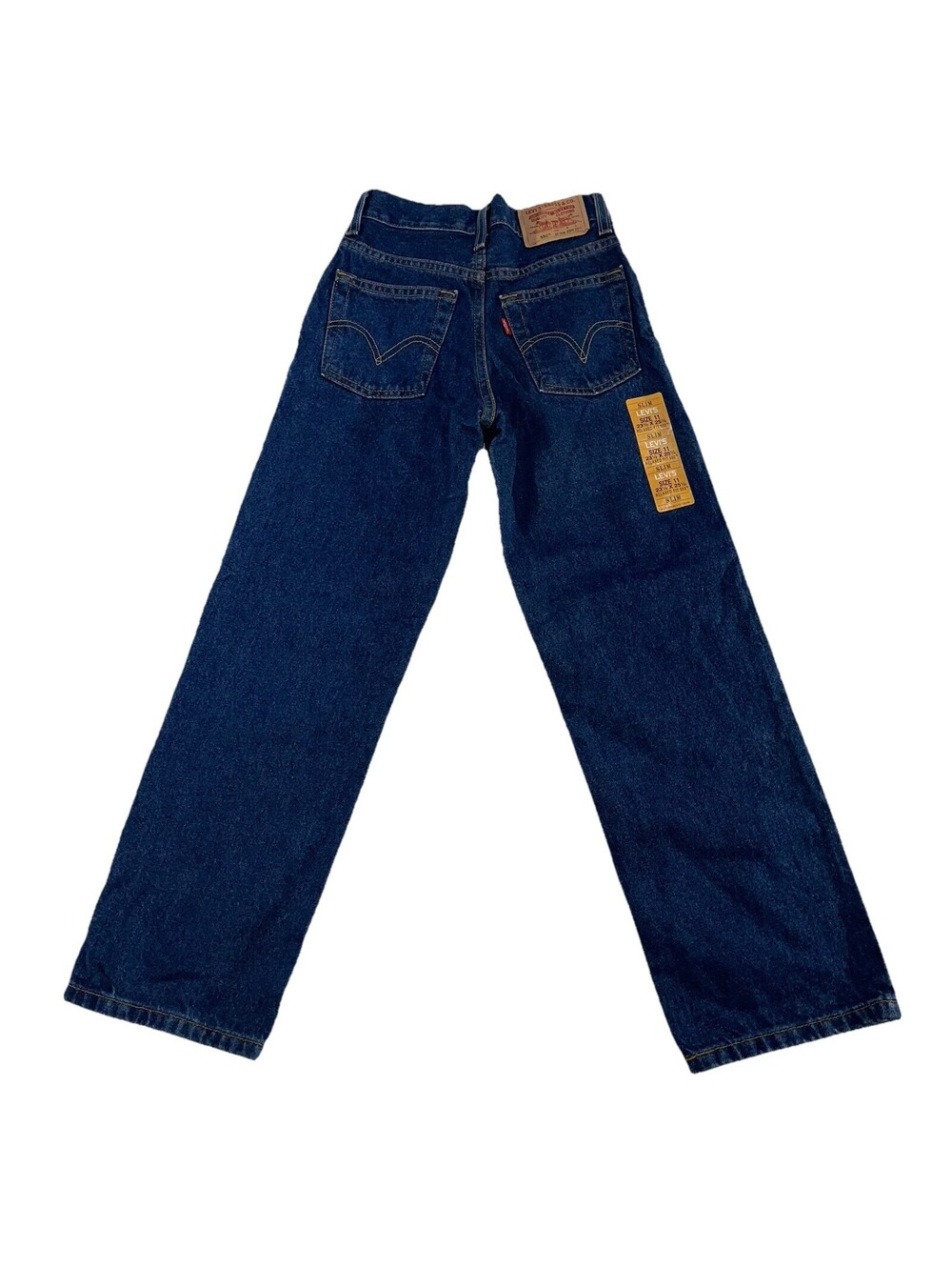 Levis 550 Boys Size 11 Slim Dark Wash Denim Blue Jeans Relaxed Fit Zip 23.5X25.5